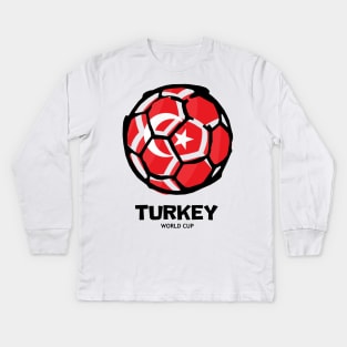 Turkey Football Country Flag Kids Long Sleeve T-Shirt